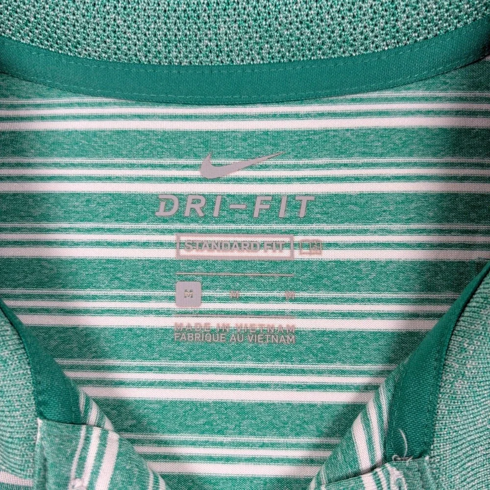 Nike Dri Fit Vapor Standard Fit Polo Shirt Mens Size M Green White Striped